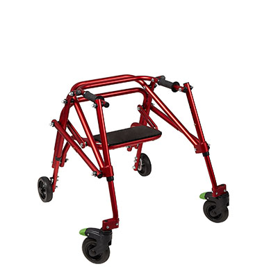 Klip Posterior walker, four wheeled with seat, red, size 2