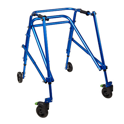 Klip Posterior walker, four wheeled, blue, size 4