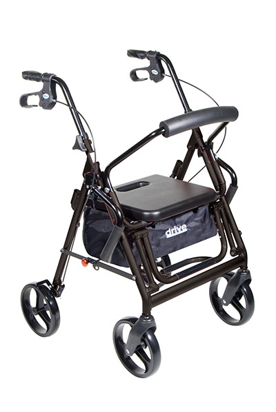 Drive, Duet Dual Function Transport Wheelchair Rollator Rolling Walker, Black