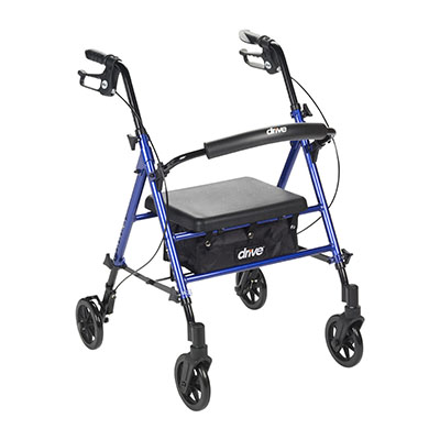Adjustable Height Rollator, 6" Casters, Blue