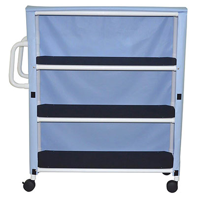 3-Shelf jumbo linen cart with mesh or solid vinyl cover - 5&quot; casters