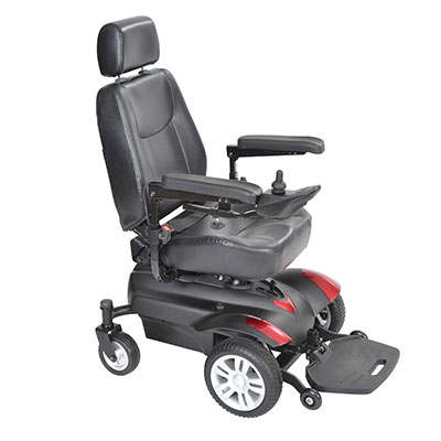 Drive, Titan X16 Front Wheel Power Wheelchair, Full Back Captain's Seat, 16" x 16"