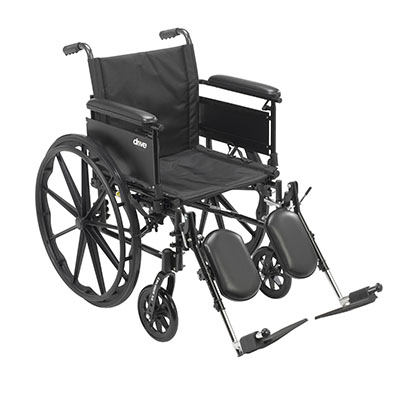 Drive, Cruiser X4 Lightweight Dual Axle Wheelchair with Adjustable Detachable Arms, Full Arms, Elevating Leg Rests, 18" Seat