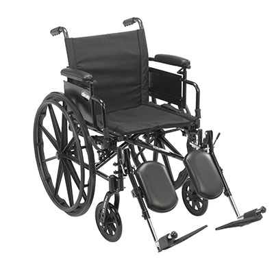 Drive, Cruiser X4 Lightweight Dual Axle Wheelchair with Adjustable Detachable Arms, Desk Arms, Elevating Leg Rests, 20" Seat