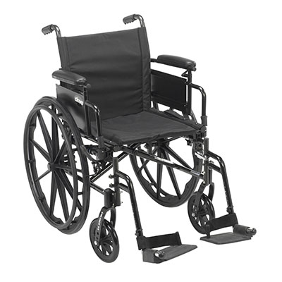 Drive, Cruiser X4 Lightweight Dual Axle Wheelchair with Adjustable Detachable Arms, Desk Arms, Swing Away Footrests, 18" Seat