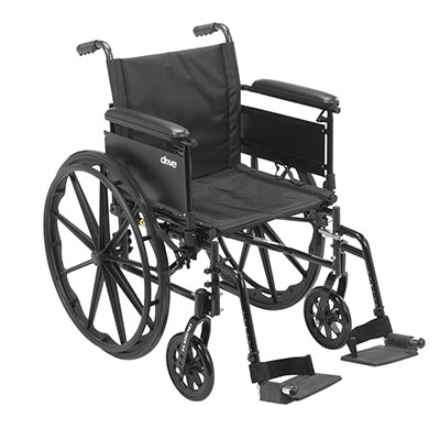Drive, Cruiser X4 Lightweight Dual Axle Wheelchair with Adjustable Detachable Arms, Full Arms, Swing Away Footrests, 20" Seat