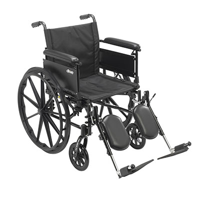 Drive, Cruiser X4 Lightweight Dual Axle Wheelchair with Adjustable Detachable Arms, Full Arms, Elevating Leg Rests, 20" Seat