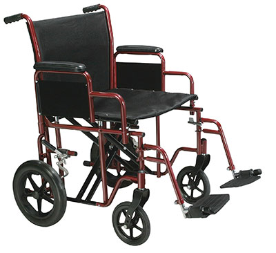 Drive, Bariatric Heavy Duty Transport Wheelchair with Swing Away Footrest, 20" Seat, Red