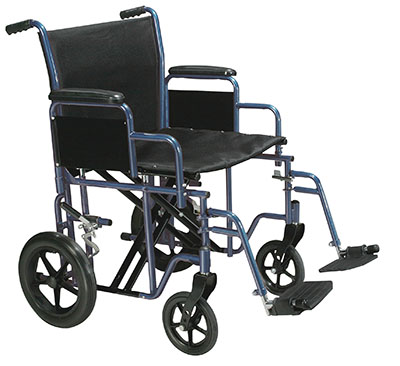Drive, Bariatric Heavy Duty Transport Wheelchair with Swing Away Footrest, 22" Seat, Blue