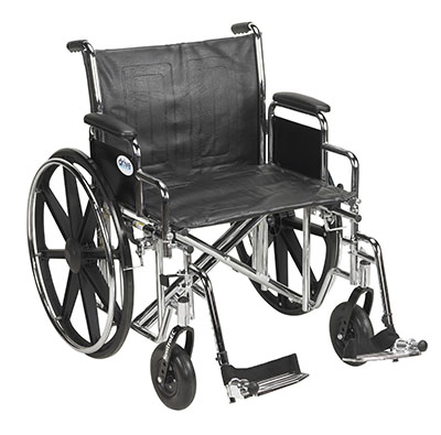 Drive, Sentra EC Heavy Duty Wheelchair, Detachable Desk Arms, Swing away Footrests, 22" Seat