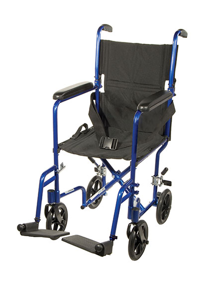 Drive, Lightweight Transport Wheelchair, 17" Seat, Blue