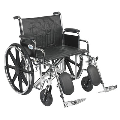 Drive, Sentra EC Heavy Duty Wheelchair, Detachable Desk Arms, Elevating Leg Rests, 24"Seat