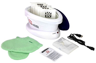 WaxWel Paraffin Bath - Standard Unit Includes: 100 Liners, 1 Mitt, 1 Bootie and 6 lb Peach Paraffin