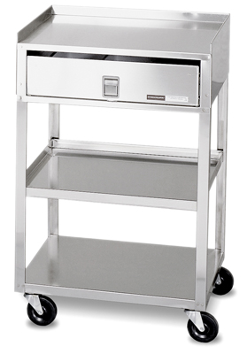 Mobile Stand - Stainless Steel - 2-shelf with drawer