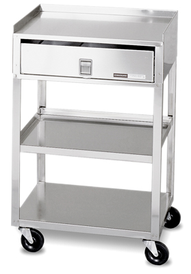 Mobile Stand - Stainless Steel - 2-shelf with drawer