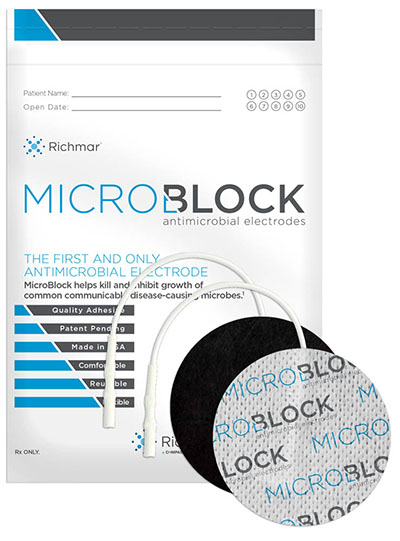 Micro Block Antimicrobial Electrodes, 2" Round White Cloth (10 packs of 4)
