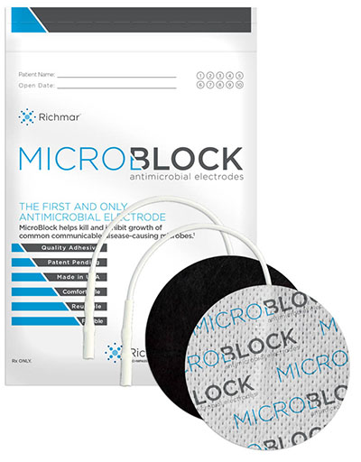Micro Block Antimicrobial Electrodes, 3" Round White Cloth (10 packs of 4)