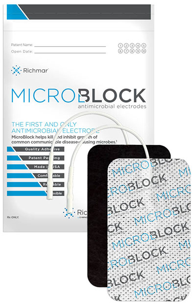 Micro Block Antimicrobial Electrodes, 3" x 5" Rectangle White Cloth (10 packs of 2)