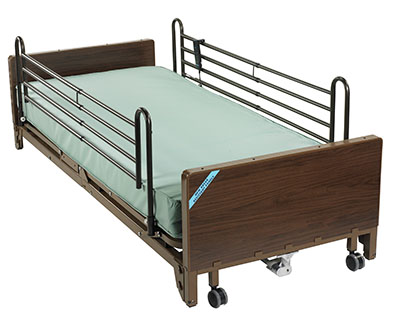 Drive, Delta Ultra Light Full Electric Low Hospital Bed with Full Rails and Innerspring Mattress