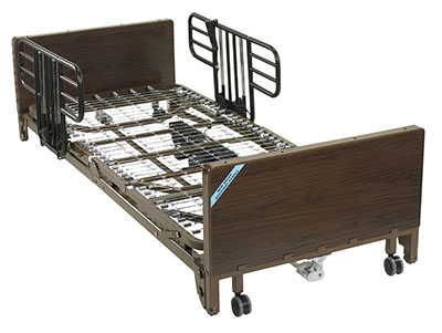 Drive, Delta Ultra Light Full Electric Low Hospital Bed with Half Rails and Innerspring Mattress