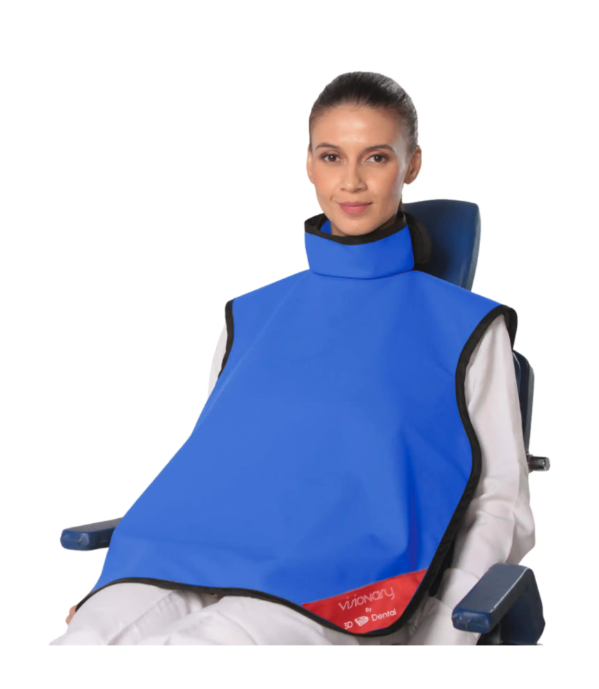 3D Dental Visionary Lead Free X-Ray Apron, Adult w/Collar, Blue