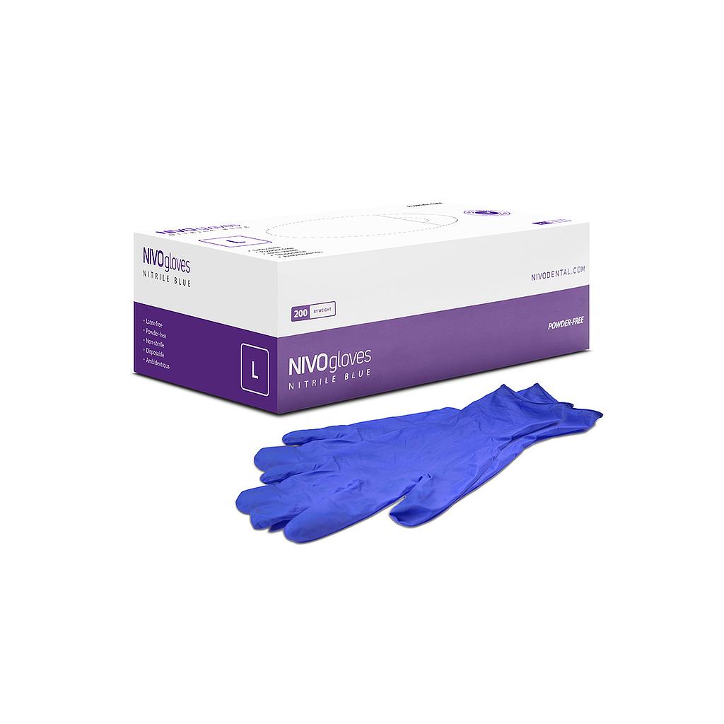 Nivo Nitrile Gloves, Blue, Powder Free, Large 100pk