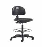 Clean Room Self Skin Ergonomic Laboratory Chair with Seat and Back Tilt and Black Composite Base