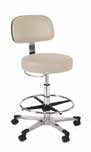 Lab Stool with Single Lever Release with Brushed Aluminum Base with Toe Caps