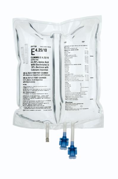 Baxter™ CLINIMIX E 4.25/10 sulfite-free Injection, 2000 mL in Clarity Dual Chamber Container