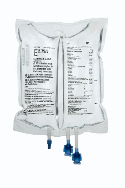 Baxter™ CLINIMIX E 2.75/5 sulfite-free Injection, 1000 mL in CLARITY Dual Chamber Container