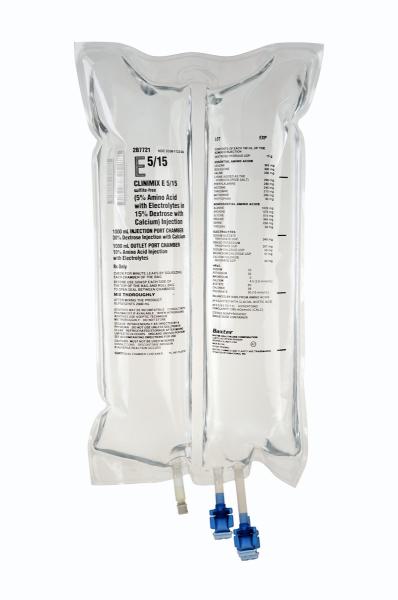 Baxter™ CLINIMIX E 5/15 sulfite-free Injection, 2000 mL in CLARITY Dual Chamber Container
