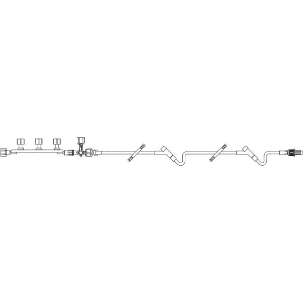 Baxter™ 3-Port Manifold w/ Check Valves, 4-Way Stopcock Extension, 2 INTERLINK Injection Sites, 41"