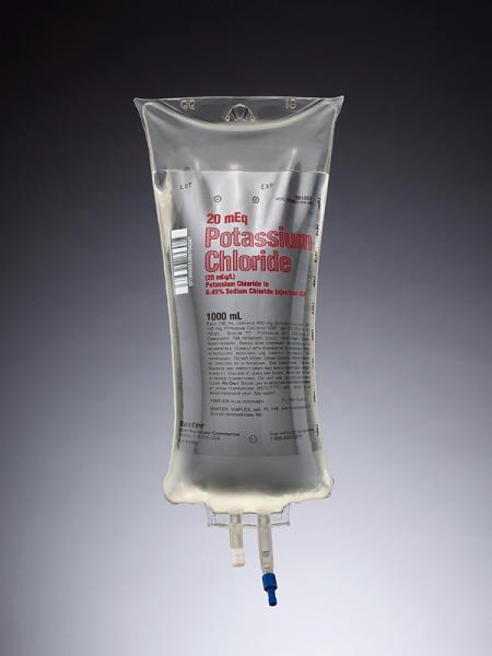 Baxter™ 20 mEq/L Potassium Chloride in 0.45% Sodium Chloride Injection, 1000 mL VIAFLEX Container