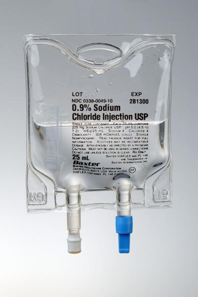 Baxter™ 0.9% Sodium Chloride Injection, USP, 25 mL VIAFLEX Container, Quad Pack