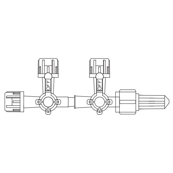 Baxter™ Stopcock Manifold, Two Gang 4-way Large Bore, Rotating Male Luer Lock Adapter