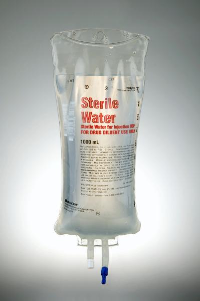 Baxter™ Sterile Water for Injection, 1000 mL VIAFLEX Container. For Drug Diluent Use Only
