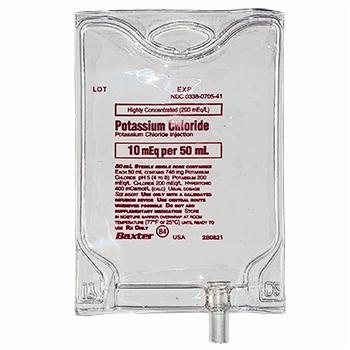 Baxter™ Highly Concentrated Potassium Chloride Injection, 10 mEq/50 mL in VIAFLEX Container