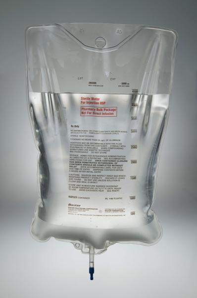 Baxter™ Sterile Water for Injection, 5000 mL VIAFLEX Container. Pharmacy Bulk Package