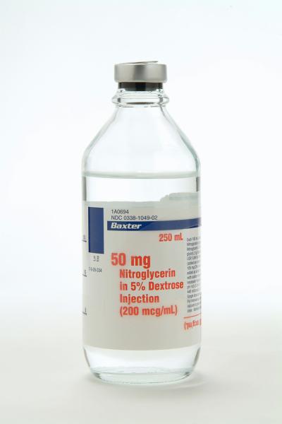 Baxter™ Nitroglycerin in 5% Dextrose Injection 50 mg/250 mL (200 mcg/mL) in Glass Container