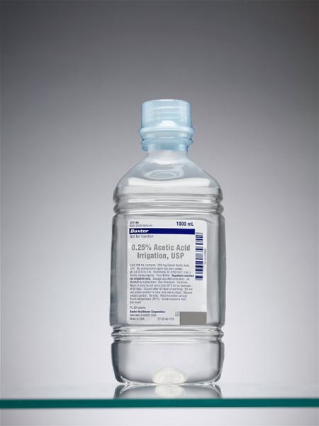 Baxter™ 0.25% Acetic Acid Irrigation, USP, 1000 mL Plastic Pour Bottle