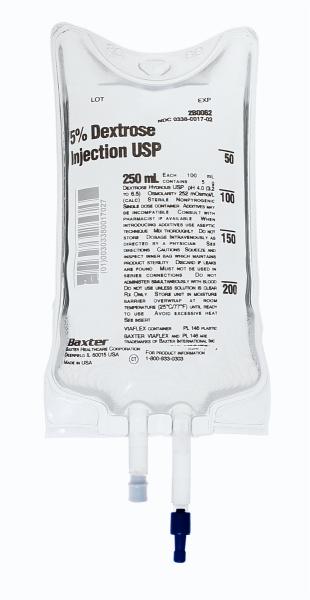 Baxter™ 5% Dextrose Injection, USP, 250 mL VIAFLEX Plastic Container (RX)