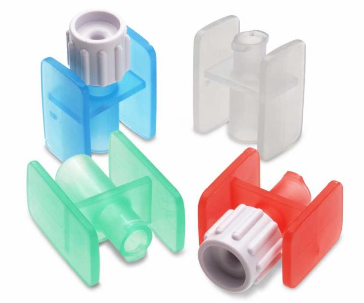 Baxter™ RAPIDFILL Connectors, Luer Lock-to-Luer Lock, Red, with Cap