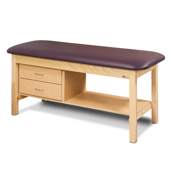 Flat Top Classic Series Treatment Table with Shelf and Two Drawers