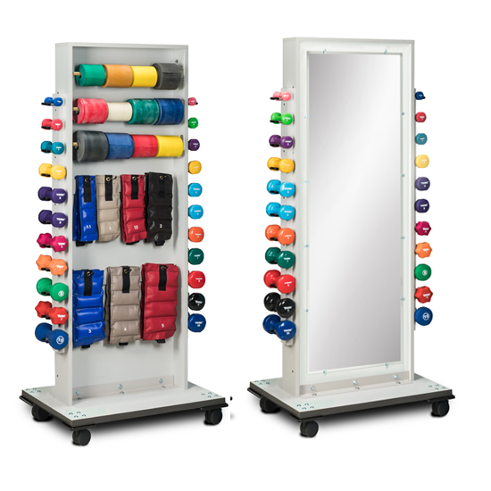 Combo Mirror Cuff Weight and Dumbbell Rac