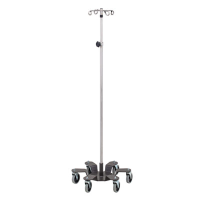 Six-Leg, 4-Hook Stainless Steel Infusion Pump Stand