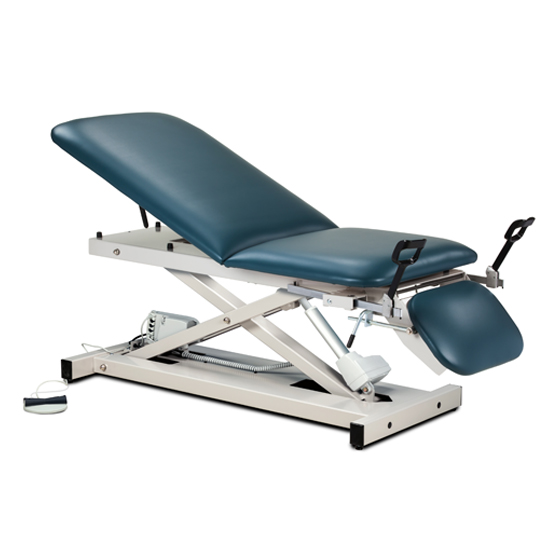 Open Base Power Table with Adjustable Backrest, Footrest and Stirrups