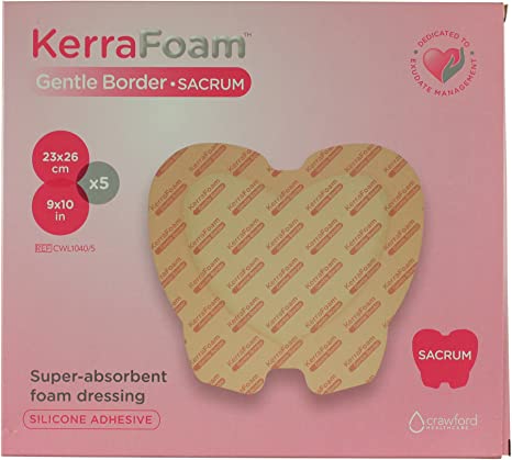 3M Kerrafoam Gentle Border Absorbent Dressing Sacrum 9x10" 5ct