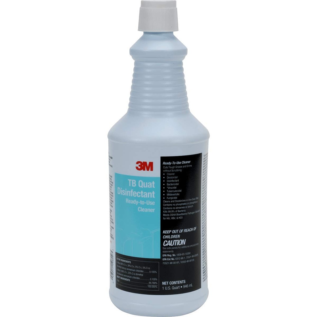 3M TB Quat Disinfectant Ready-To-Use Cleaner, Quart, 12ct 59809