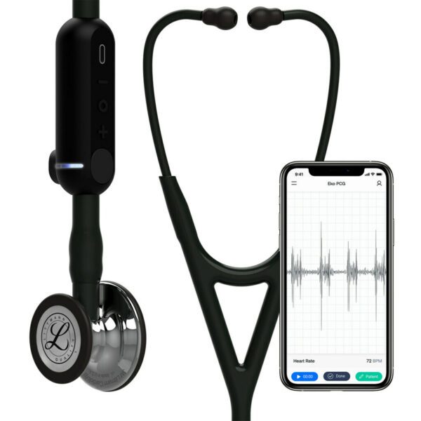 3M Littmann Core Digital Stethoscope, Mirror CP, Black Tubing