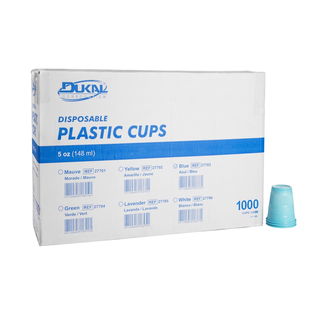 Dukal Corporation Plastic Drinking Cups, 5 oz., Blue, 50/pk, 40 pk/cs
